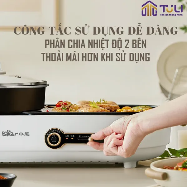 Nồi điện nấu lẩu và nướng 2 ngăn Bear DKL-C15L1
