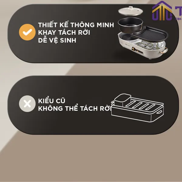 Nồi điện nấu lẩu và nướng 2 ngăn Bear DKL-C15L1