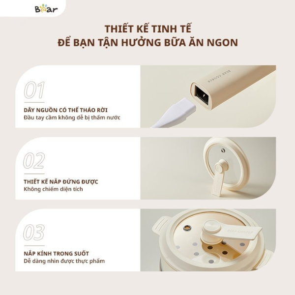 Nồi lẩu điện đa năng 1.6L Bear MC-4H16F