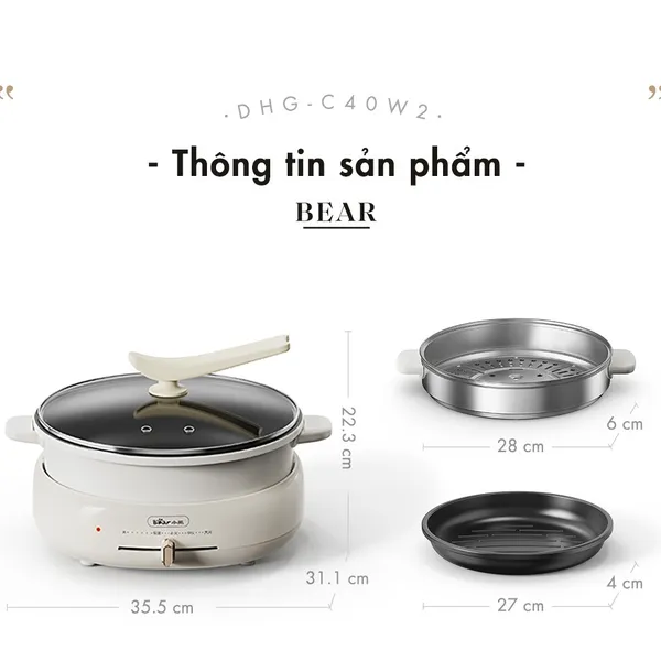 Nồi lẩu nướng đa năng Bear DHG-C40W2