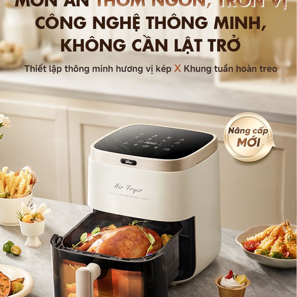 Nồi Chiên Không Dầu 5L Bear AF-4H15L(QZG-P15R8), Công Suất 1500W,Hẹn Giờ- Nhiệt Độ Nấu, BH 18 Tháng