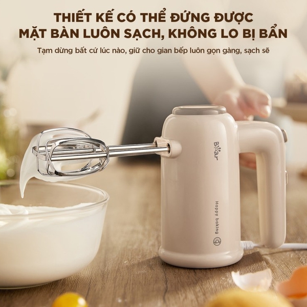 Máy đánh trứng cầm tay đa năng Bear HM-5H01J29, 125W, 5 tốc độ xoay, Chính Hãng, Bảo Hành 18 THÁNG