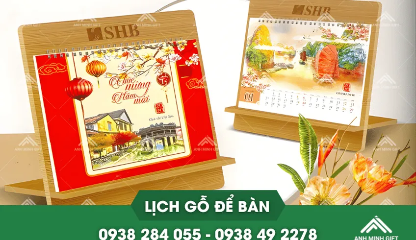 Lịch Gỗ Khắc Laser Tinh Xảo - Decor Bàn Làm Việc, Quà Tặng Tết Doanh Nghiệp