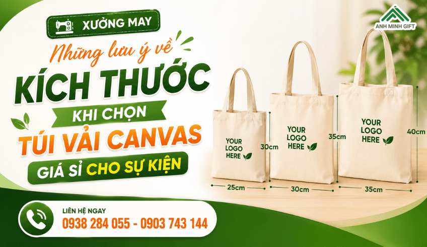Những lưu ý về kích thước khi chọn túi vải canvas giá sỉ cho sự kiện