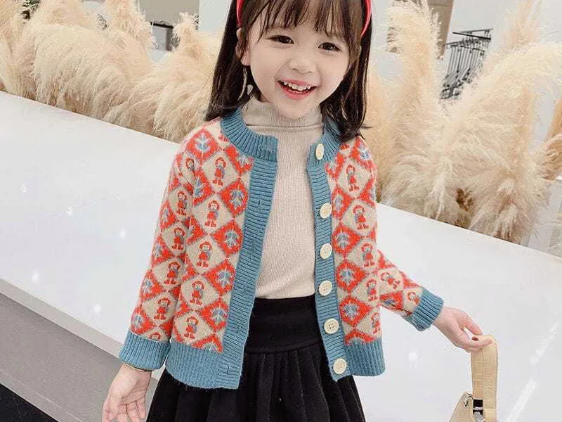 ÁO KHOÁC TRẺ EM NỮ PHỐI HOẠ TIẾT KẺ ĐỎ TRENDY