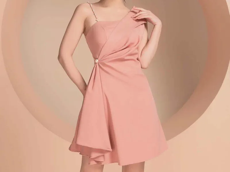 ĐẦM NHẤN EO PHỐI DÂY (HỒNG)