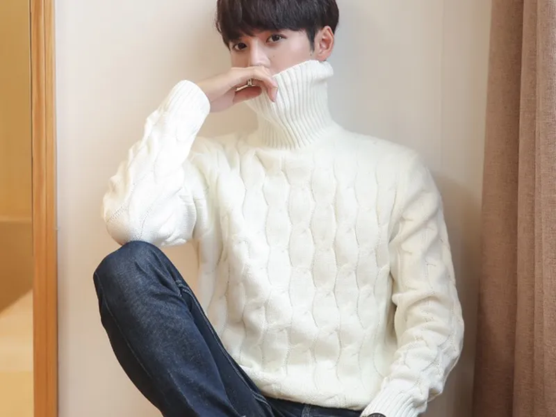 ÁO LEN NAM CỔ CAO (TRẮNG)