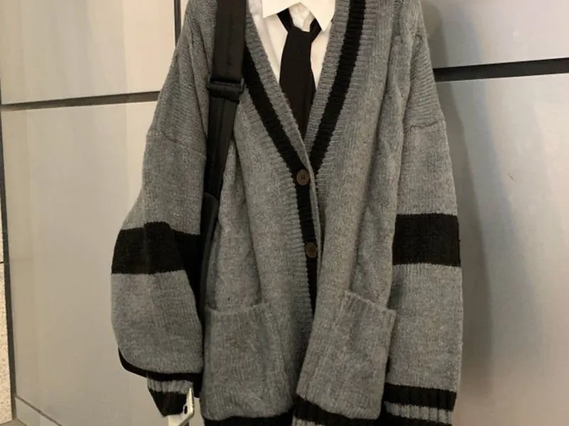 ÁO LEN CADIGAN NỮ DÁNG DÀI HÀN QUỐC (XÁM)