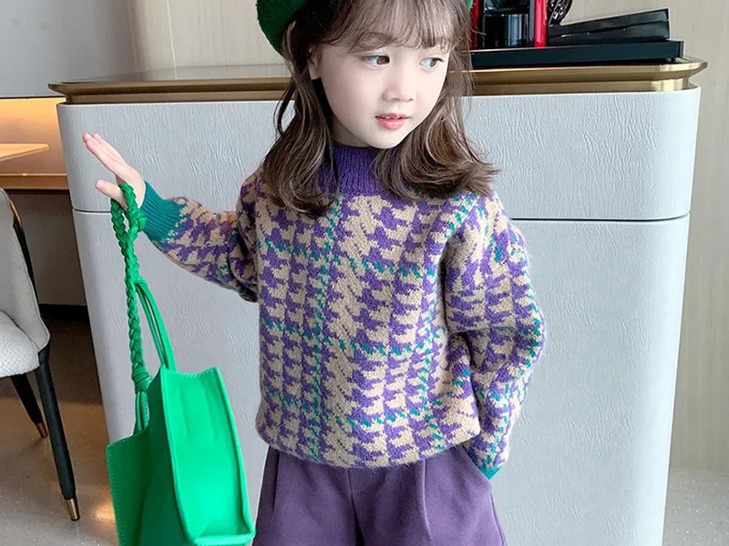 ÁO LEN TRẺ EM PHỐI MÀU TRENDY HÀN QUỐC (TÍM)