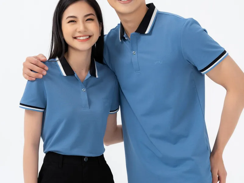 ÁO POLO ĐỒNG PHỤC DOANH NGHIỆP NHẤN CỔ SỌC (XANH)