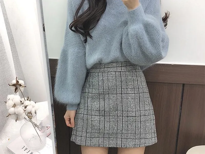 CHÂN VÁY CHỮ A CHẤT DẠ (XÁM)