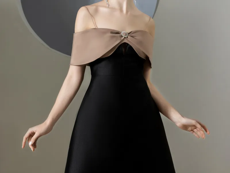 ĐẦM DÀI HAI DÂY PHỐI NƠ (ĐEN)