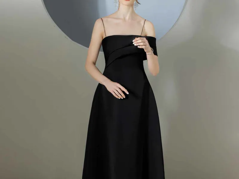 ĐẦM HAI DÂY DÁNG DÀI (ĐEN)