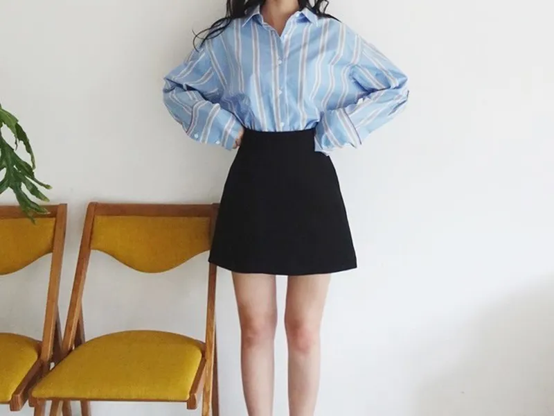 CHÂN VÁY CHỮ A BASIC TRƠN HÀN QUỐC (ĐEN)