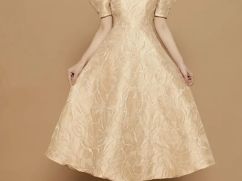 ĐẦM GẤM PHỐI TAY BỒNG (VÀNG)