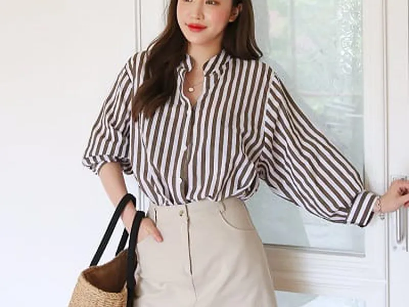 ÁO SƠ MI NỮ HÀN QUỐC KẺ SỌC DÀI TAY