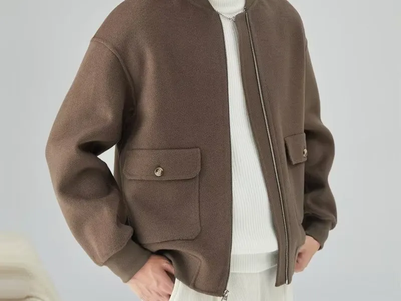 ÁO KHOÁC DẠ ÉP HÀN QUỐC (NÂU)