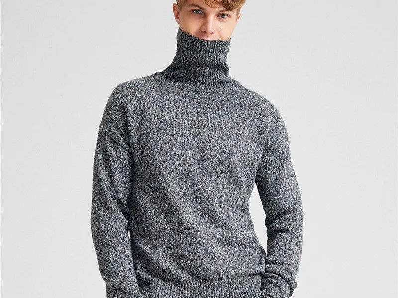 ÁO LEN NAM CỔ CAO (XÁM ĐẬM)