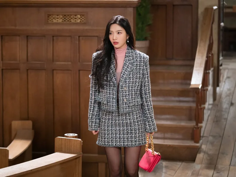 SET DẠ TWEED TIỂU THƯ XÁM ĐEN (ÁO