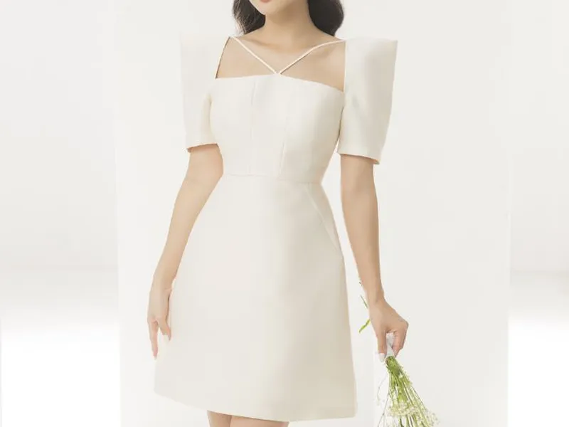 ĐẦM SUÔNG PHỐI TAY PHỒNG NỮ TÍNH (TRẮNG)