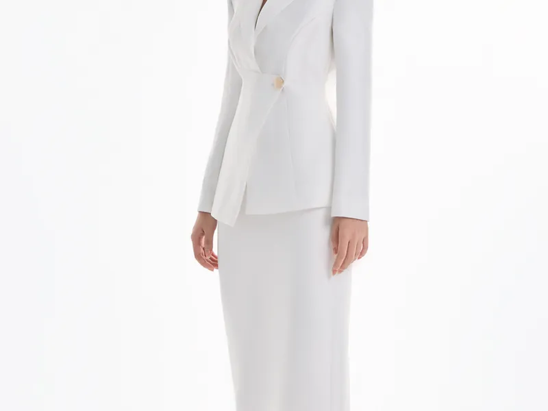 SET VEST CAO CẤP PHỐI CHÂN VÁY LỤA (TRẮNG)