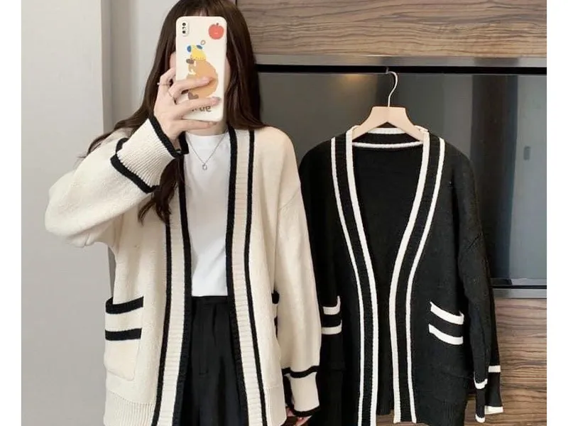 ÁO CADIGAN TRƠN HÀN QUỐC (2 MÀU ĐEN