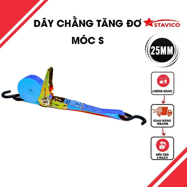 DÂY TĂNG ĐƠ BẢN 25MM MÓC S MÀU XANH 450 KGS