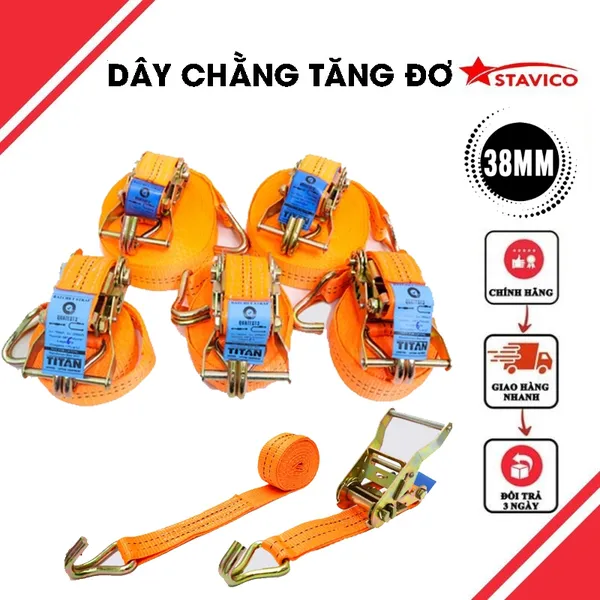 Dây tăng đơ bản 38mm móc J màu cam 1500kgs