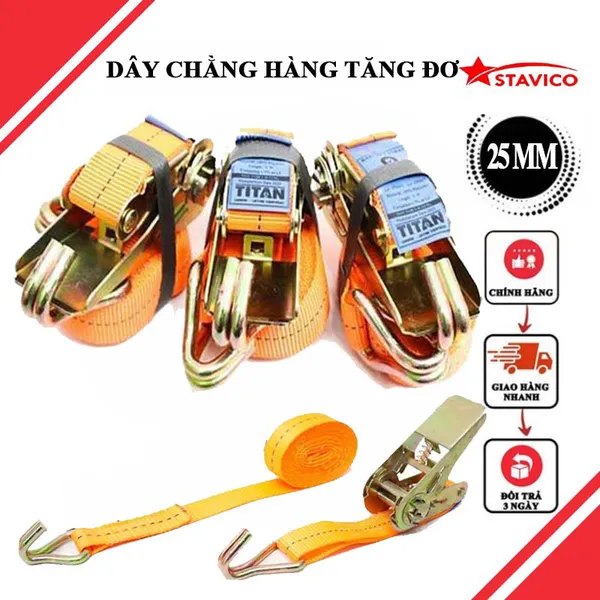Dây tăng đơ bản 25mm móc j màu cam
