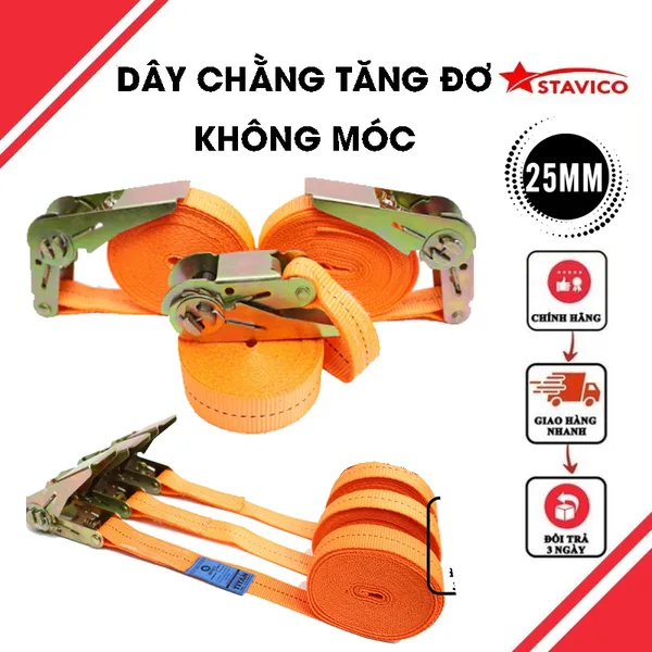 Dây Chằng Hàng Tăng Đơ Bản 25mm Không Móc 450kgs