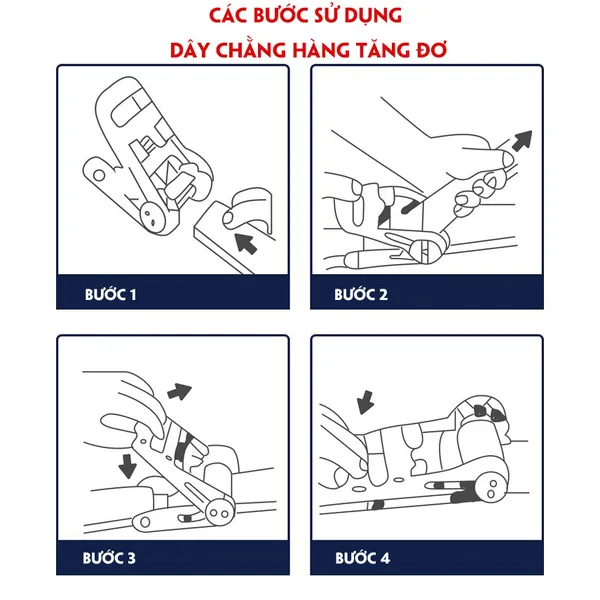 Dây Chằng Hàng Tăng Đơ Bản 25mm Không Móc 450kgs