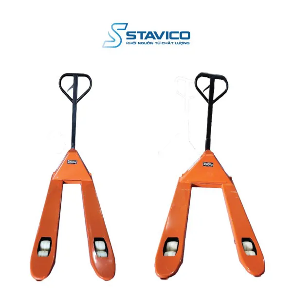 Xe Nâng Tay 2 Tấn Bánh Nylon Màu Cam Càng 1200x550mm