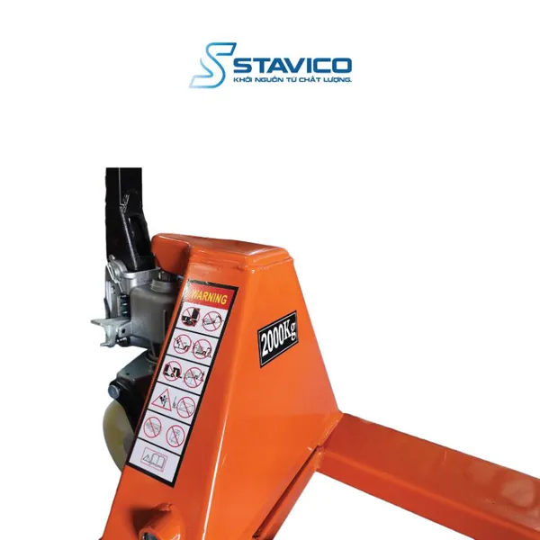 Xe Nâng Tay 2 Tấn Bánh Nylon Màu Cam Càng 1200x550mm