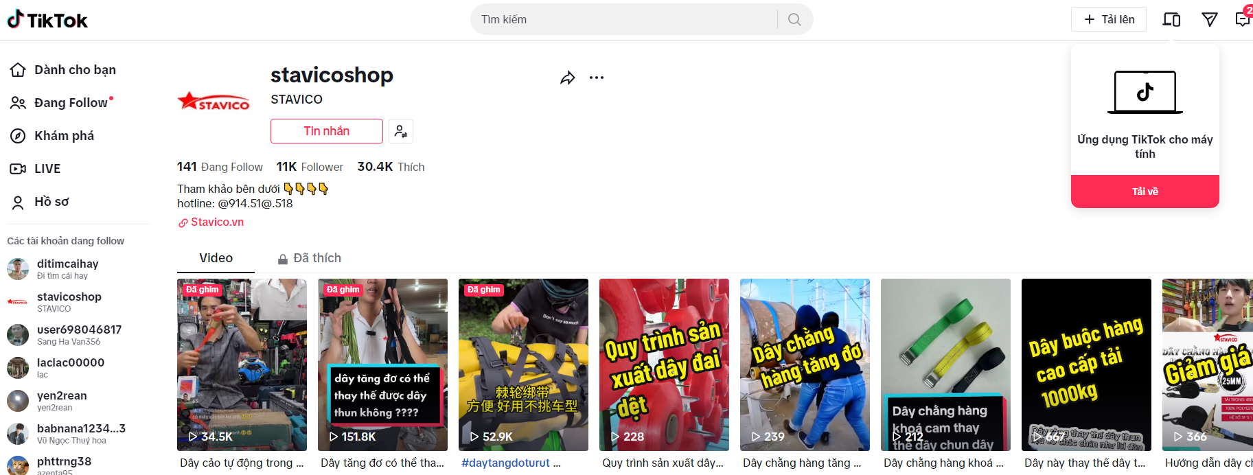 Kênh tiktok stavico Kênh tiktok stavico