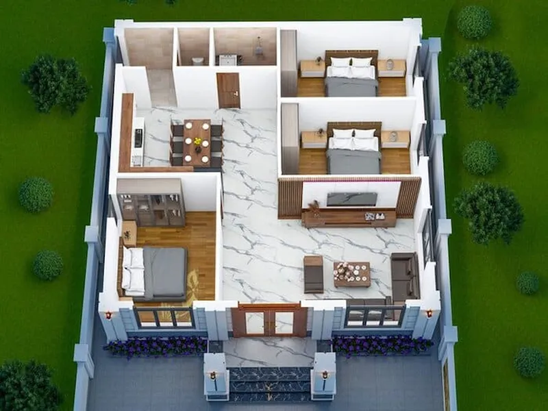 Bản vẽ nhà cấp 4 3 phòng ngủ 100m2 xu hướng