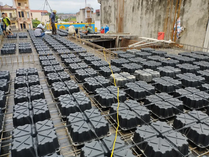 Xây nhà ở Ba Vì ứng dụng sàn hộp nhựa XF-BOX