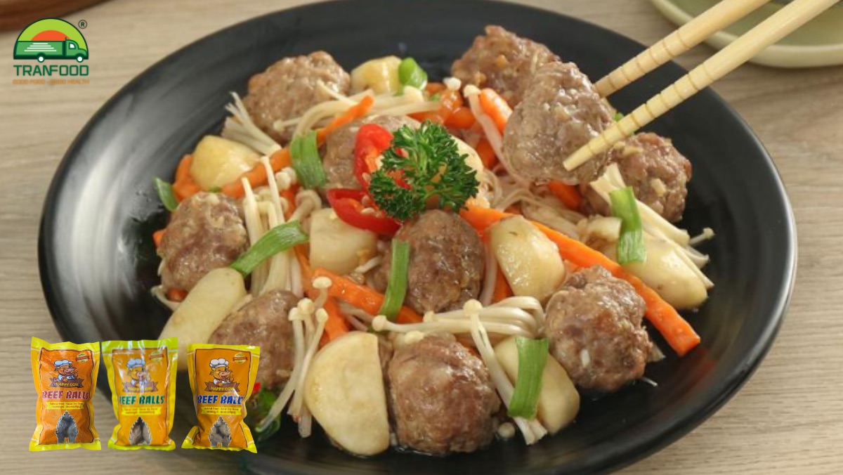 Bò viên Happy Cow xào thập cẩm đầy màu sắc