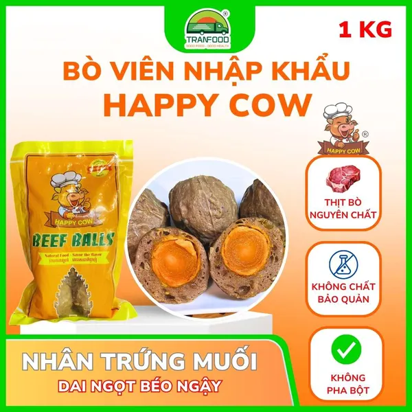 Bò viên trứng muối Happy Cow 1kg