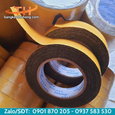 Băng keo 2 mặt mút xốp đen vỏ vàng Băng keo 2 mặt mút xốp đen vỏ vàng