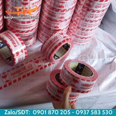 Băng keo hàng dễ vỡ màu đỏ độ bám dính cao Băng keo hàng dễ vỡ màu đỏ độ bám dính cao