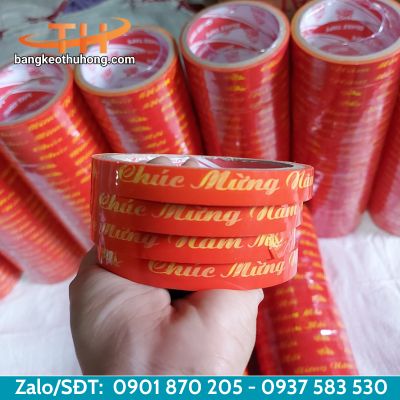 Băng keo in chữ chúc mừng năm mới cho hộp mứt tết Băng keo in chữ chúc mừng năm mới cho hộp mứt tết