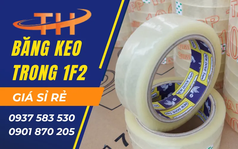 Băng keo trong 1F2 cuộn nhỏ dán trang trí giá tại xưởng