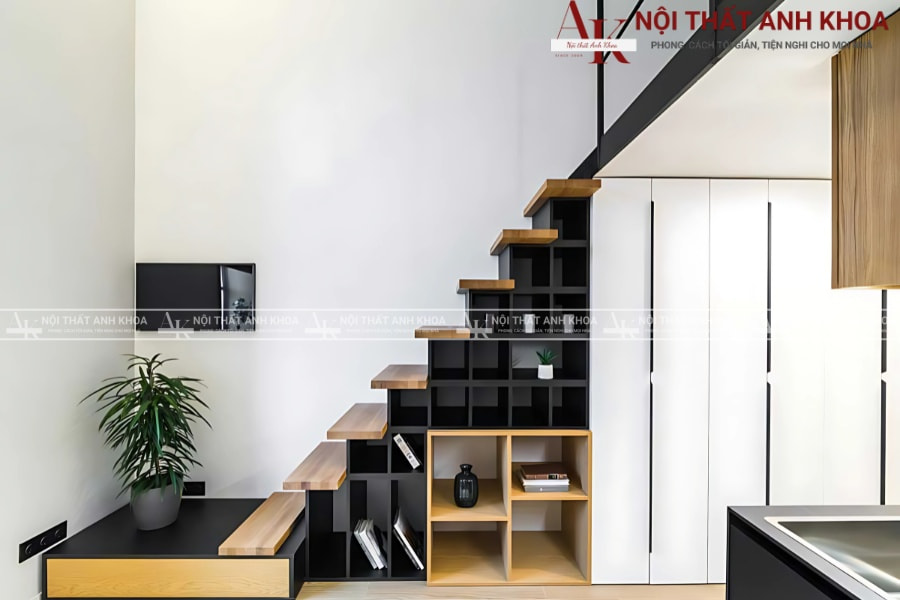 Thiết kế tủ gầm cầu gỗ MDF thang đẹp mê ly Thiết kế tủ gầm cầu gỗ MDF thang đẹp mê ly