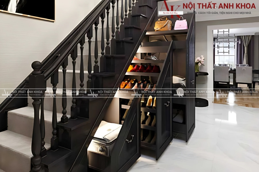 Tủ giày gầm cầu thang gỗ MDF - Giải pháp tối ưu không gian sống Tủ giày gầm cầu thang gỗ MDF - Giải pháp tối ưu không gian sống