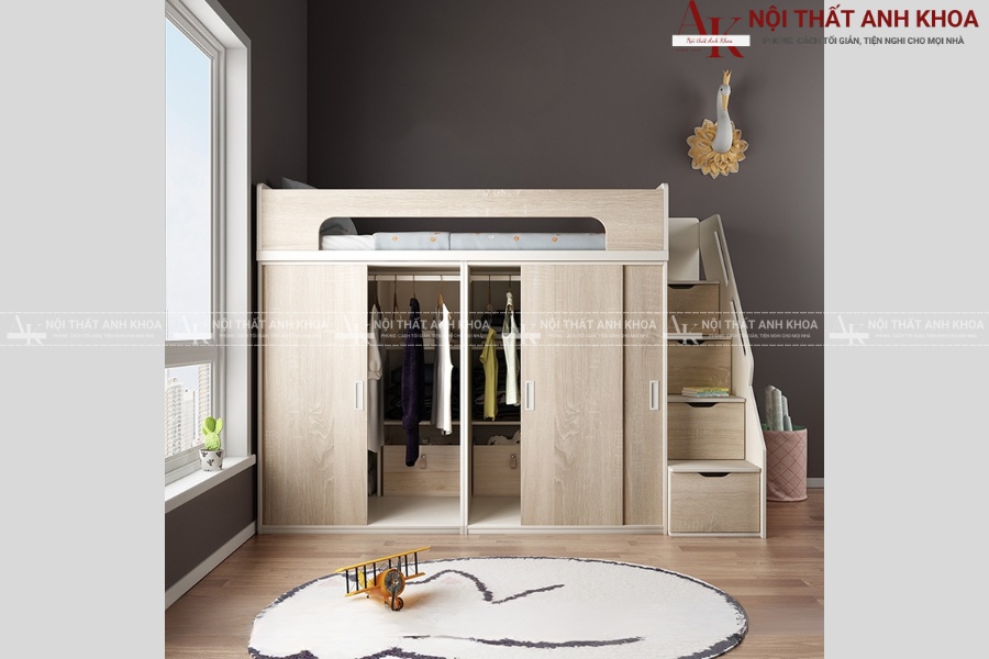Giường tầng có tủ áo tiện lợi - Giúp phòng luôn gọn gàng Giường tầng có tủ áo tiện lợi - Giúp phòng luôn gọn gàng
