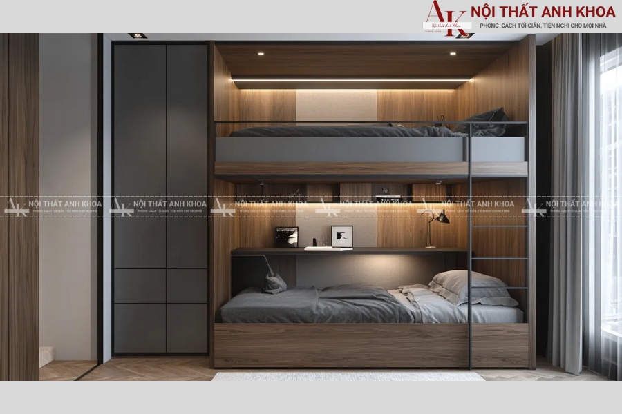 Giường tầng kết hợp quần áo - Tối ưu hóa diện tích phòng ngủ Giường tầng kết hợp quần áo - Tối ưu hóa diện tích phòng ngủ