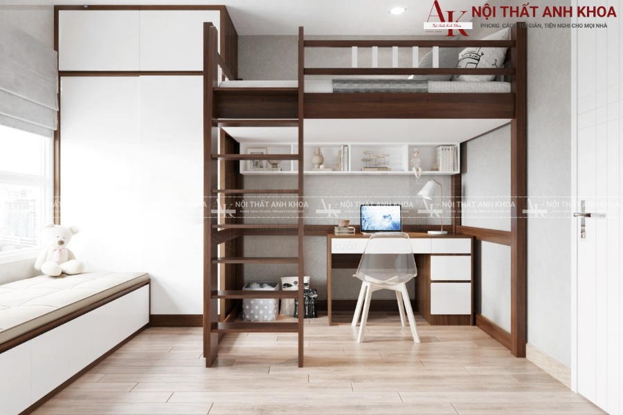 Bộ giường tầng kèm tủ áo tiện ích cho gia đình Bộ giường tầng kèm tủ áo tiện ích cho gia đình