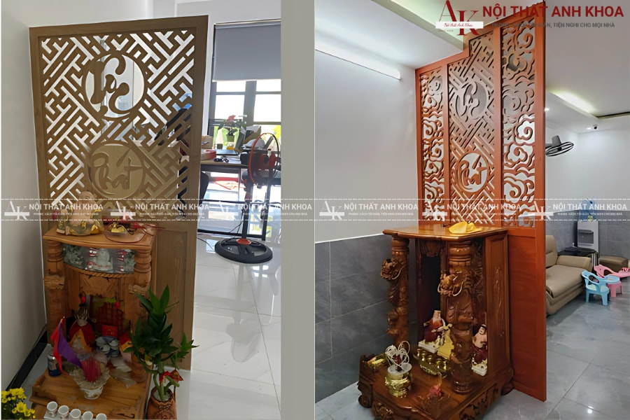 Vách ngăn Ông Địa dạng lam gỗ thanh lịch Vách ngăn Ông Địa dạng lam gỗ thanh lịch