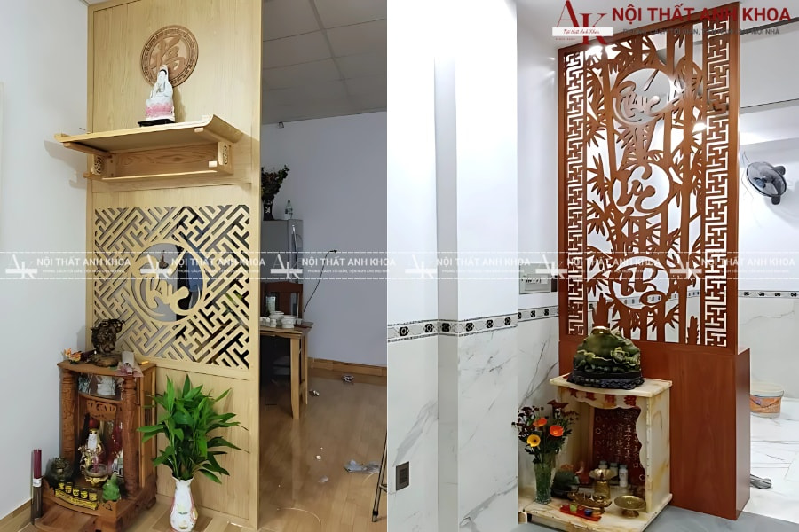 Vách ngăn bàn thờ Ông Địa phong cách đương đại Vách ngăn bàn thờ Ông Địa phong cách đương đại