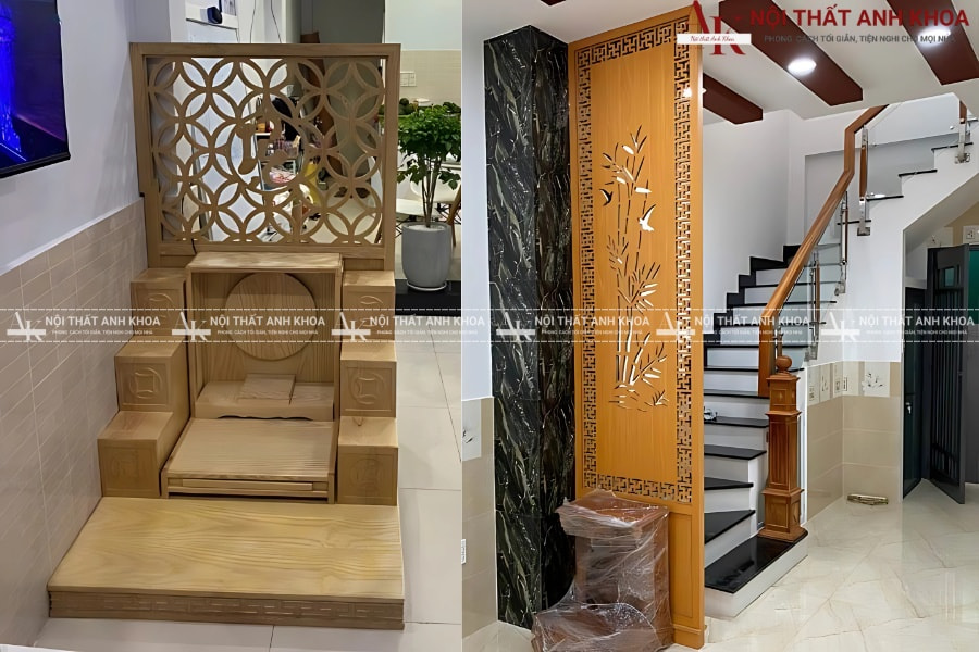 Thi công vách ngăn bàn thờ Ông Địa theo yêu cầu Thi công vách ngăn bàn thờ Ông Địa theo yêu cầu